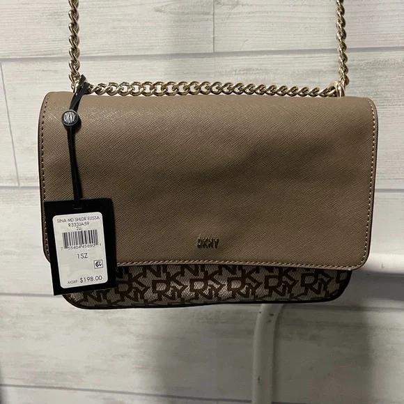 DKNY Brown Crossbody Bag with Chain Strap - Picture 2 of 10